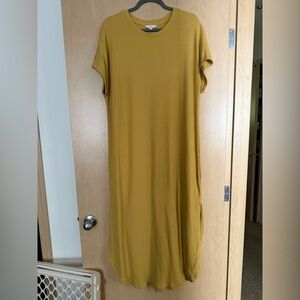 Time and Tru Gold Midi Sheath Dress Crew Neck